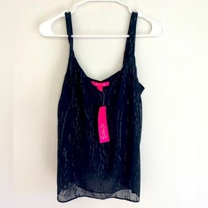 Lilly Pulitzer Nadia Black Silk Cami Size Small